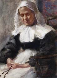 Nonne siger sin rosenkrans, 1910